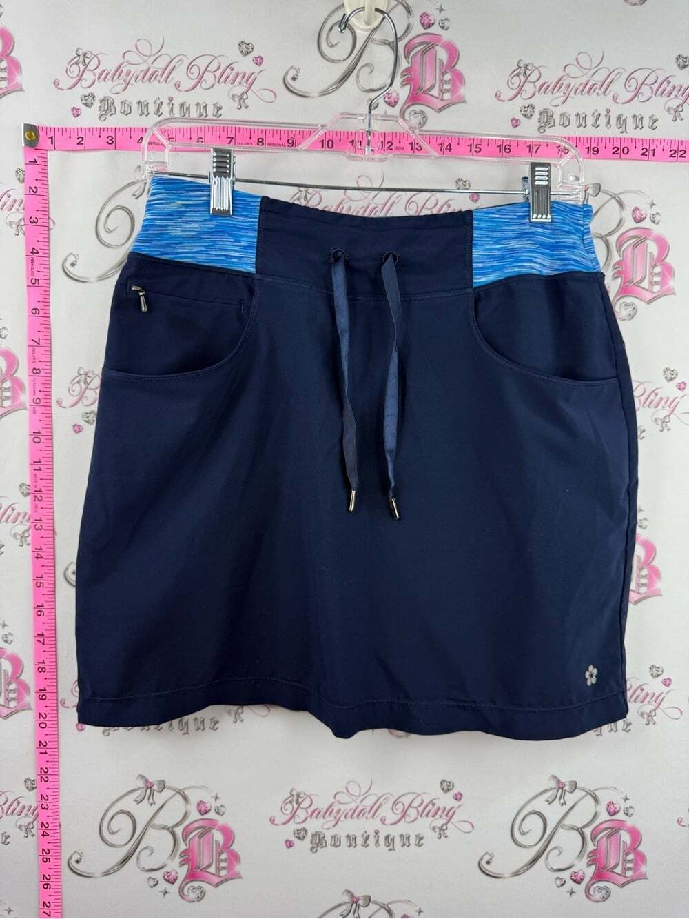 Tuff Athletics skort Navy Active Skort with Heathered Blue Waistband